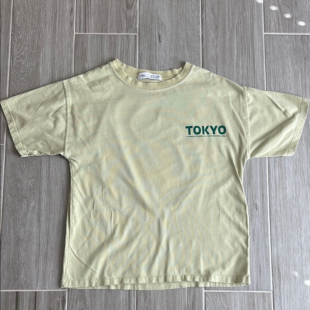 Zara Kids Green Short Sleeve Tee with Tokyo Print Size 8